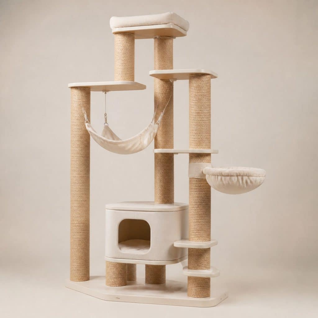 Arbre à chat grand format haut de gamme sur fond neutre
