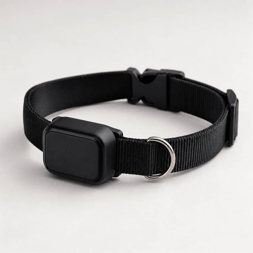 Collier GPS de repérage pour chat, packshot sur fond neutre