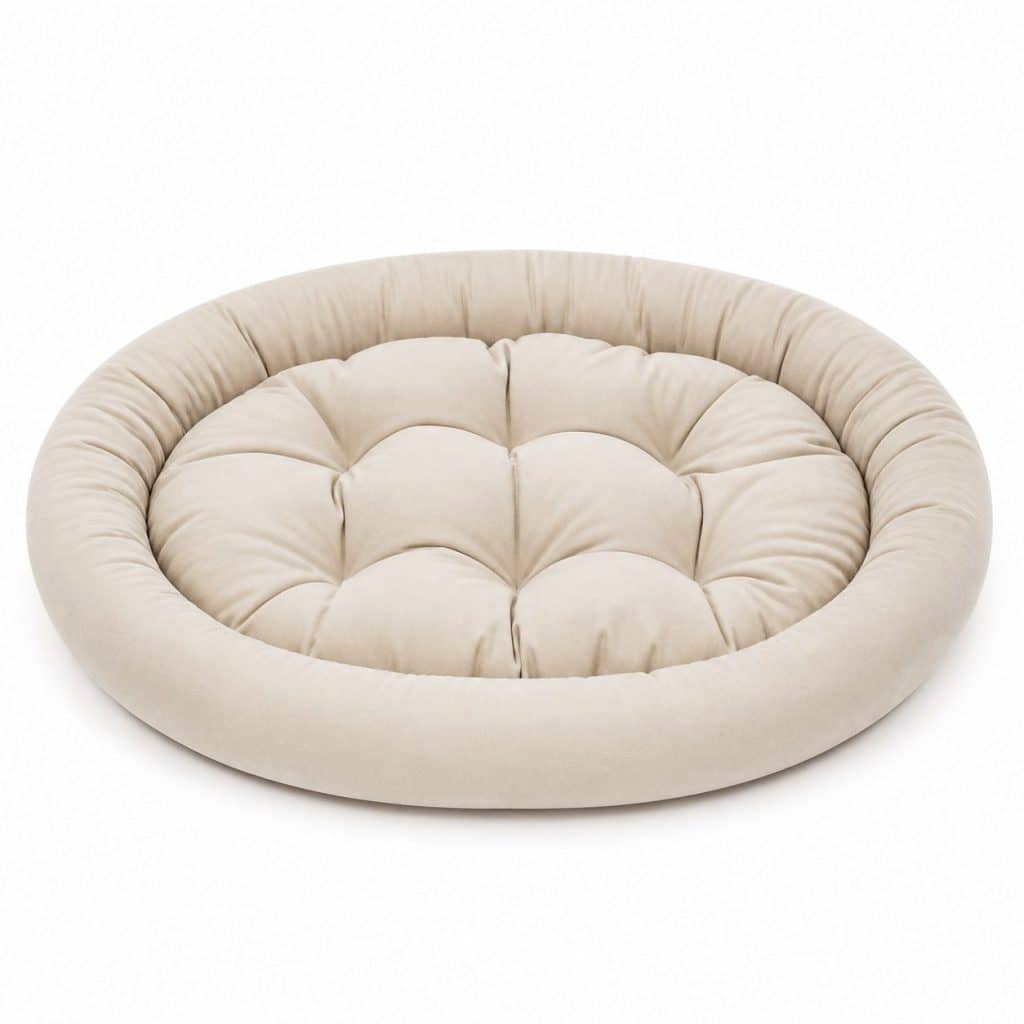 Coussin moelleux pour chat, vue de face sur fond neutre