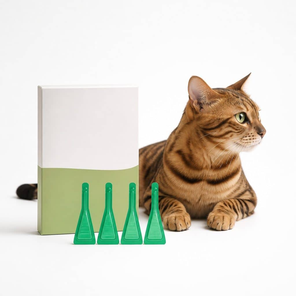 Boîte de pipettes antiparasitaires pour chat photographiée en studio