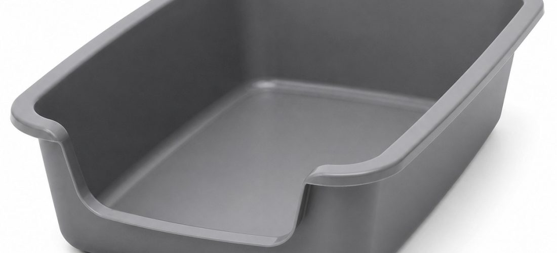 Bac à litière classique à rebord haut, vue de face sur fond neutre